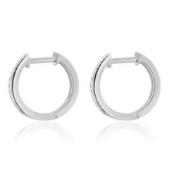 14 Karat White Gold Diamond Half Hoop Earrings