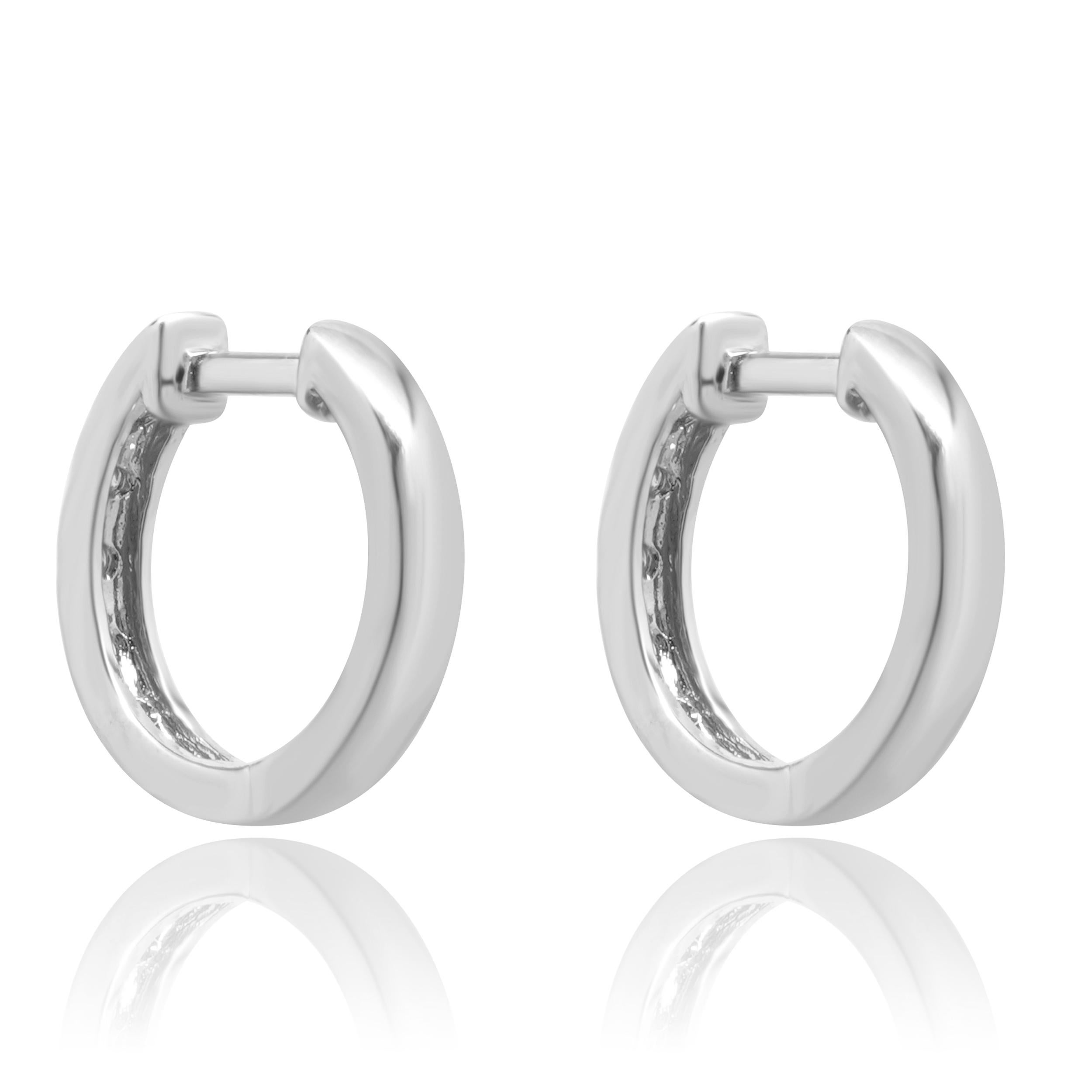 14 Karat White Gold Diamond Half Hoop Earrings In Excellent Condition For Sale In Scottsdale, AZ