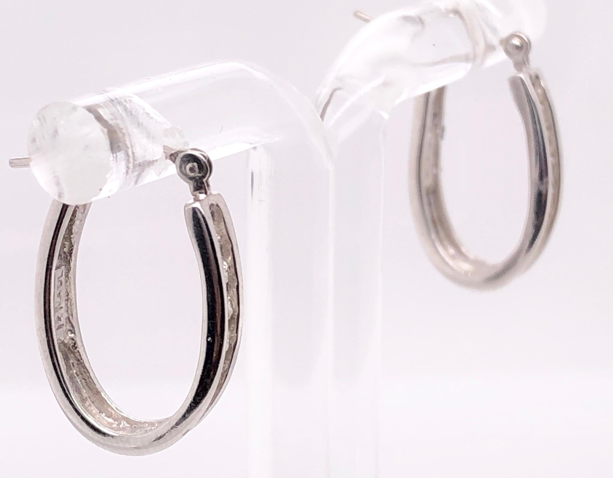 Women's or Men's 14 Karat White Gold Diamond Half Hoop Earrings For Sale