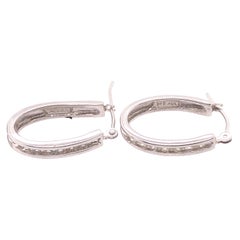 14 Karat White Gold Diamond Half Hoop Earrings