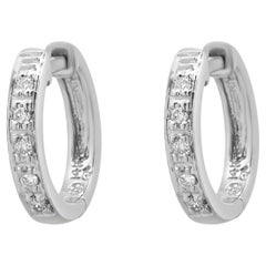14 Karat White Gold Diamond Half Hoop Earrings