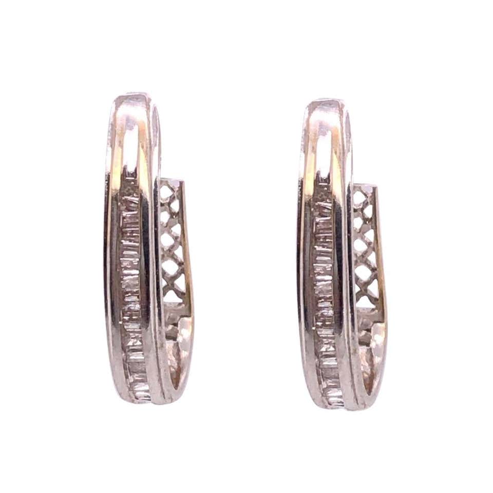 White gold half hoop earrings Clearance