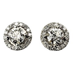 Vintage 14 Karat White Gold Diamond Halo Earrings