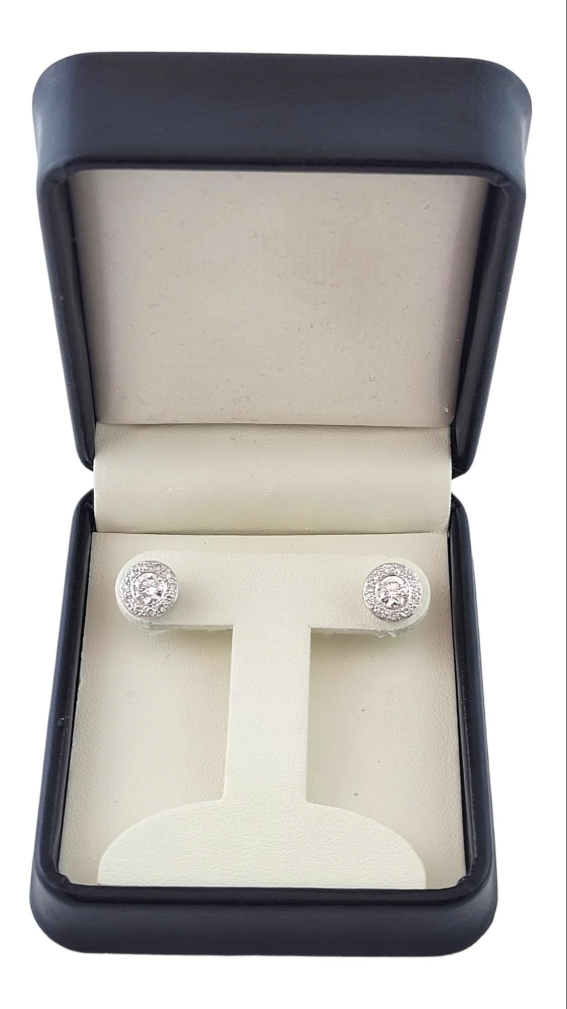 14 Karat White Gold Diamond Halo Earrings #15083 For Sale 1