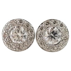 Vintage 14 Karat White Gold Diamond Halo Earrings #15083