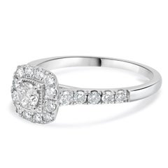 14 Karat White Gold Diamond Halo Engagement Ring