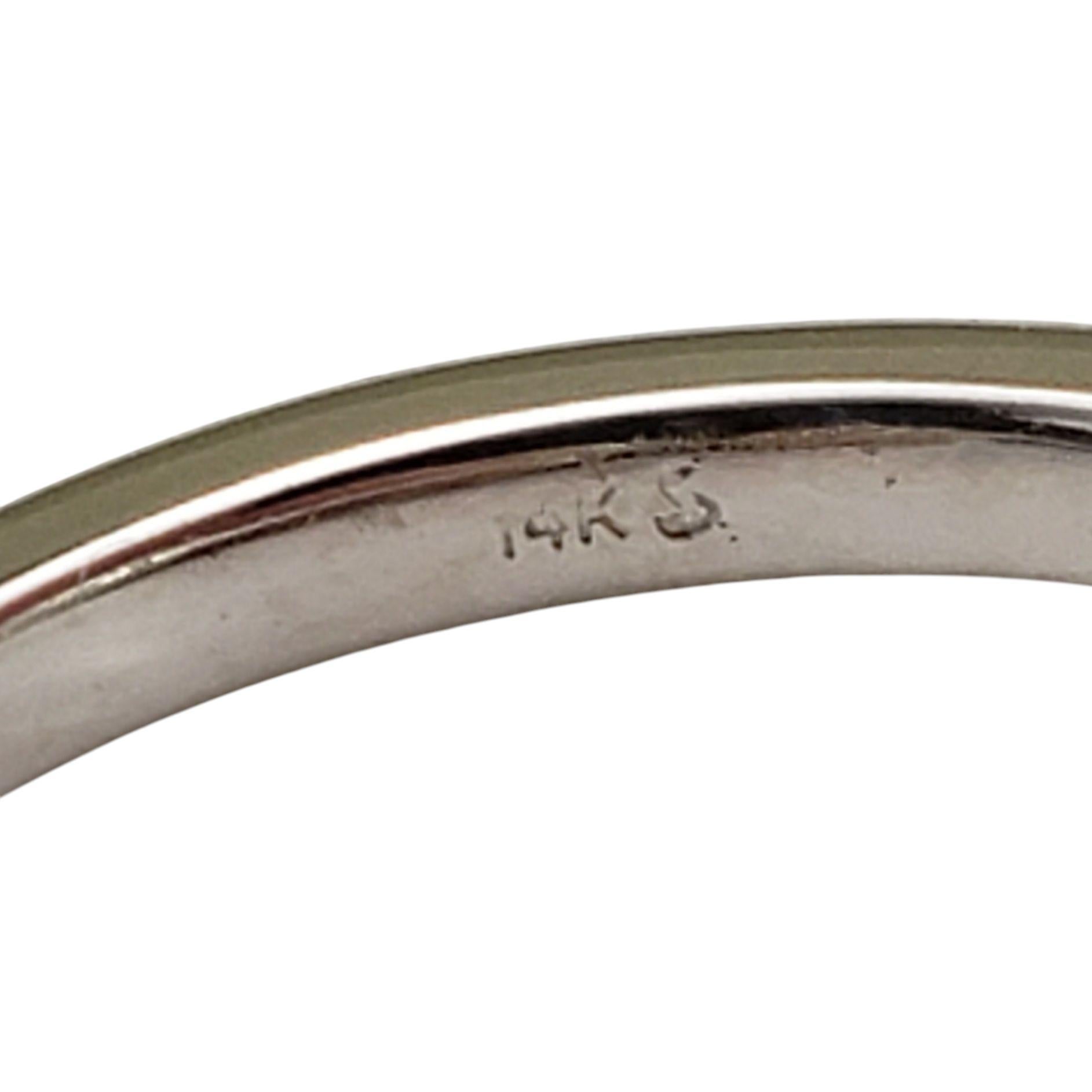 Anello di fidanzamento con diamante aureolato in oro bianco 14 carati misura 4 #21459 in vendita 1