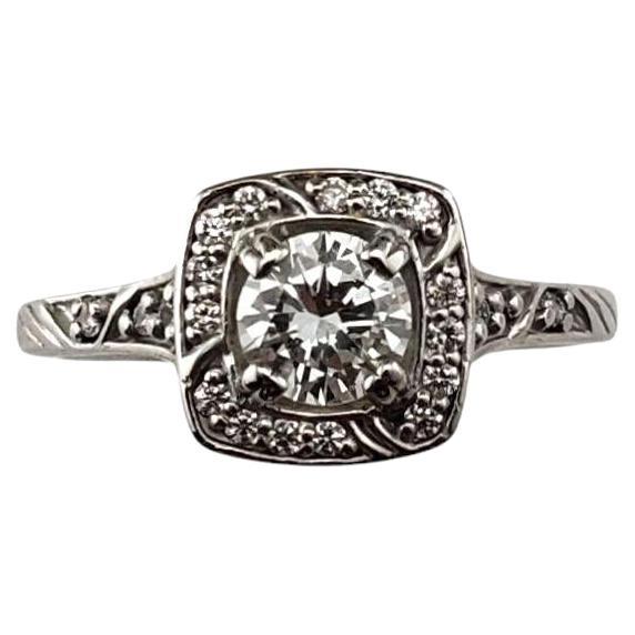 14 Karat White Gold Diamond Halo Engagement Ring Size 4 #21459