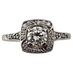 14 Karat White Gold Diamond Halo Engagement Ring Size 4 #21459
