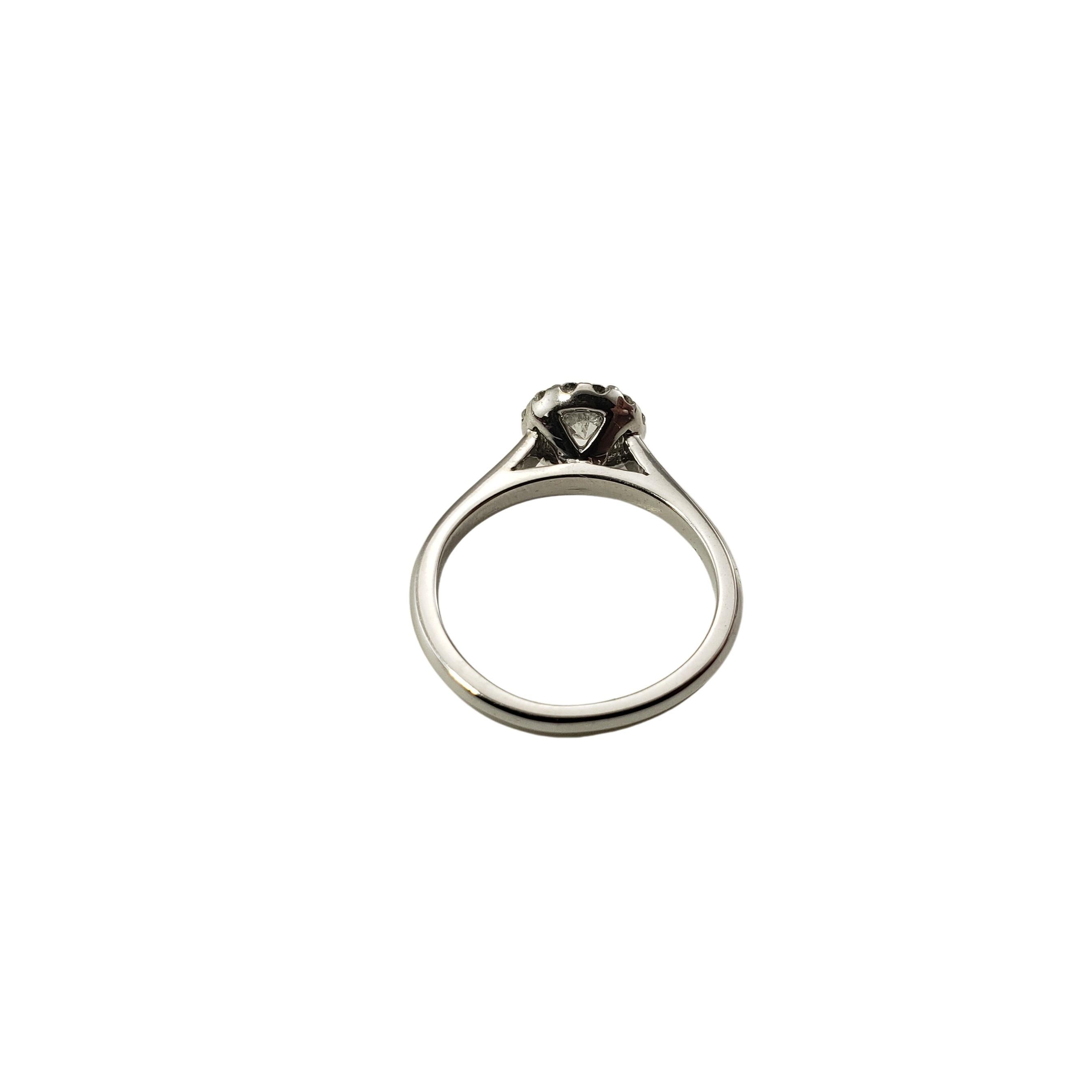 14 Karat White Gold Diamond Halo Engagement Ring For Sale 1