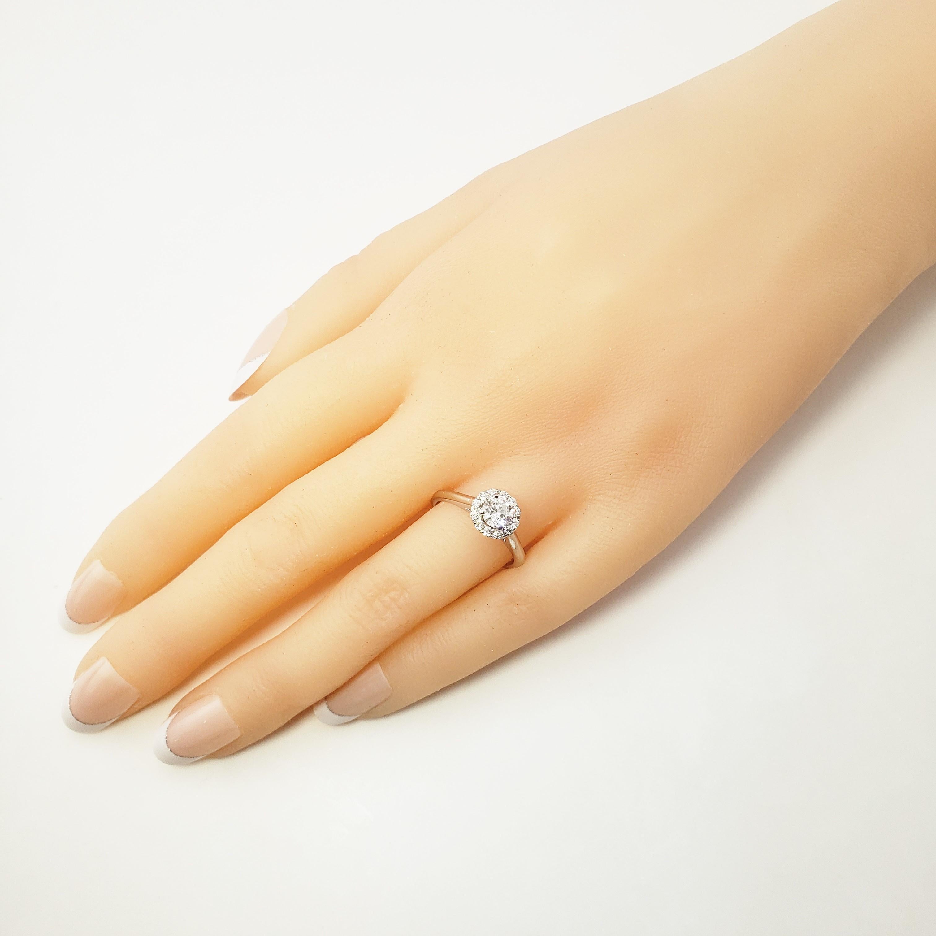 14 Karat White Gold Diamond Halo Engagement Ring For Sale 3