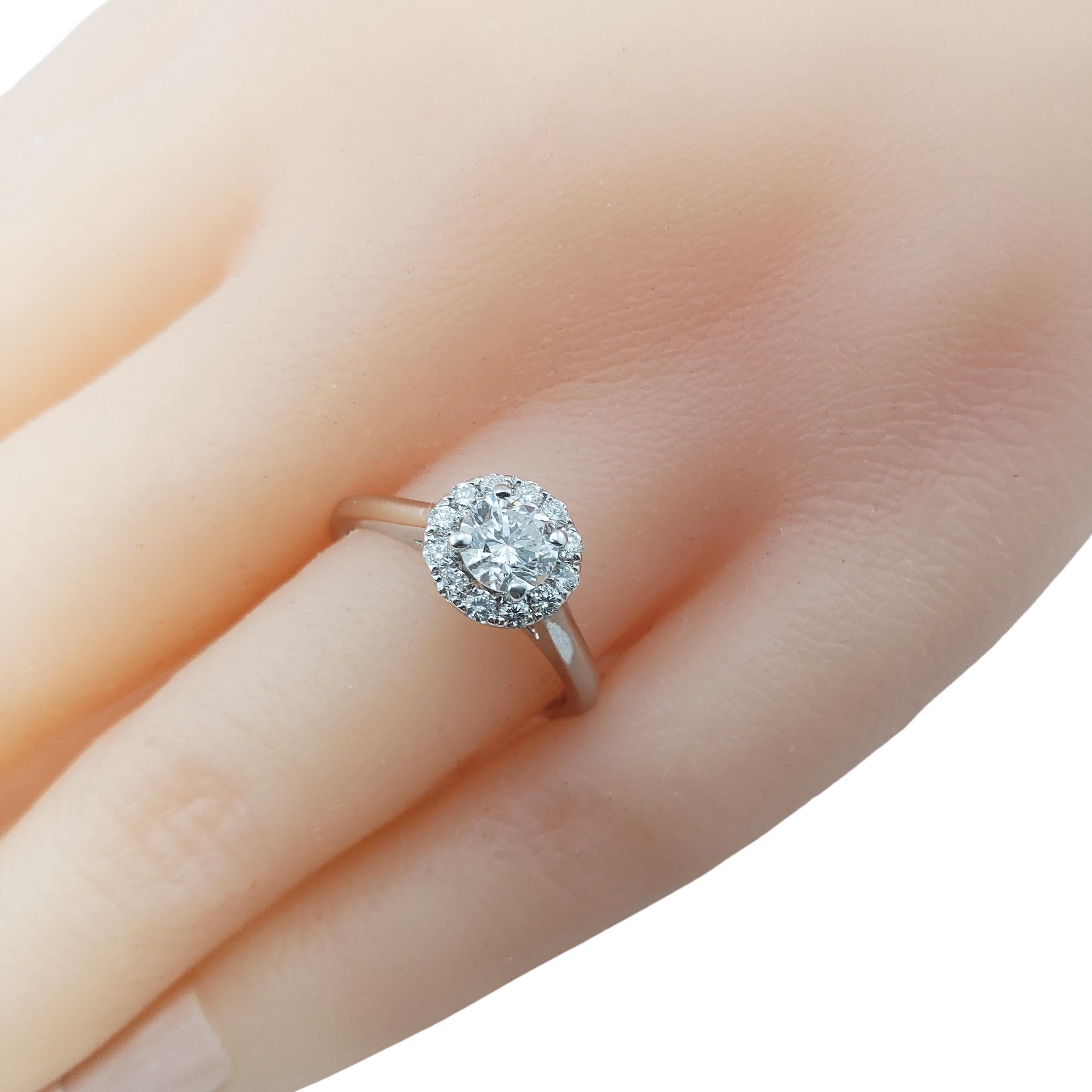 14 Karat White Gold Diamond Halo Engagement Ring For Sale 4