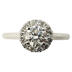 Vintage 14 Karat White Gold Diamond Halo Engagement Ring