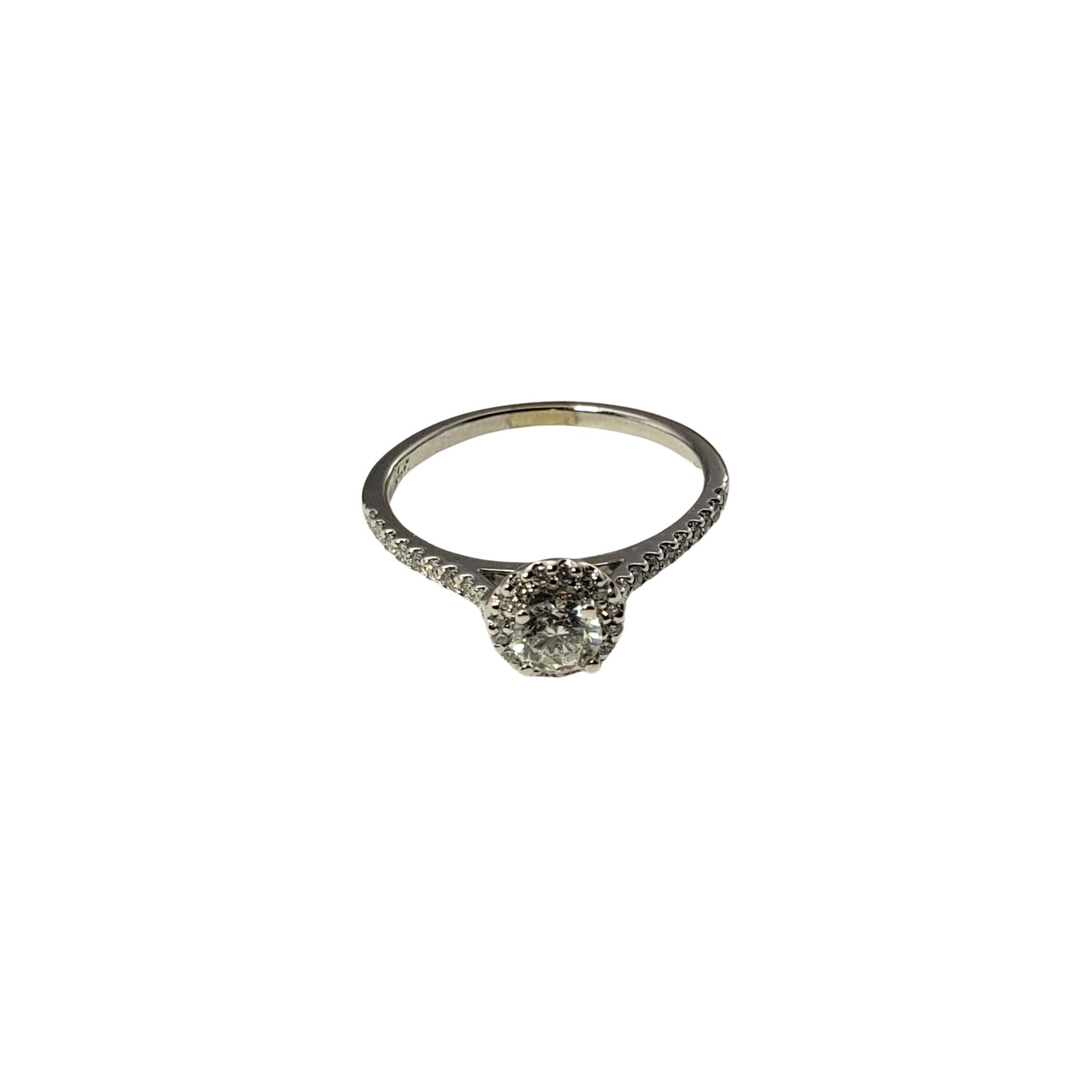 14 Karat White Gold Diamond Halo Engagement Ring For Sale 2