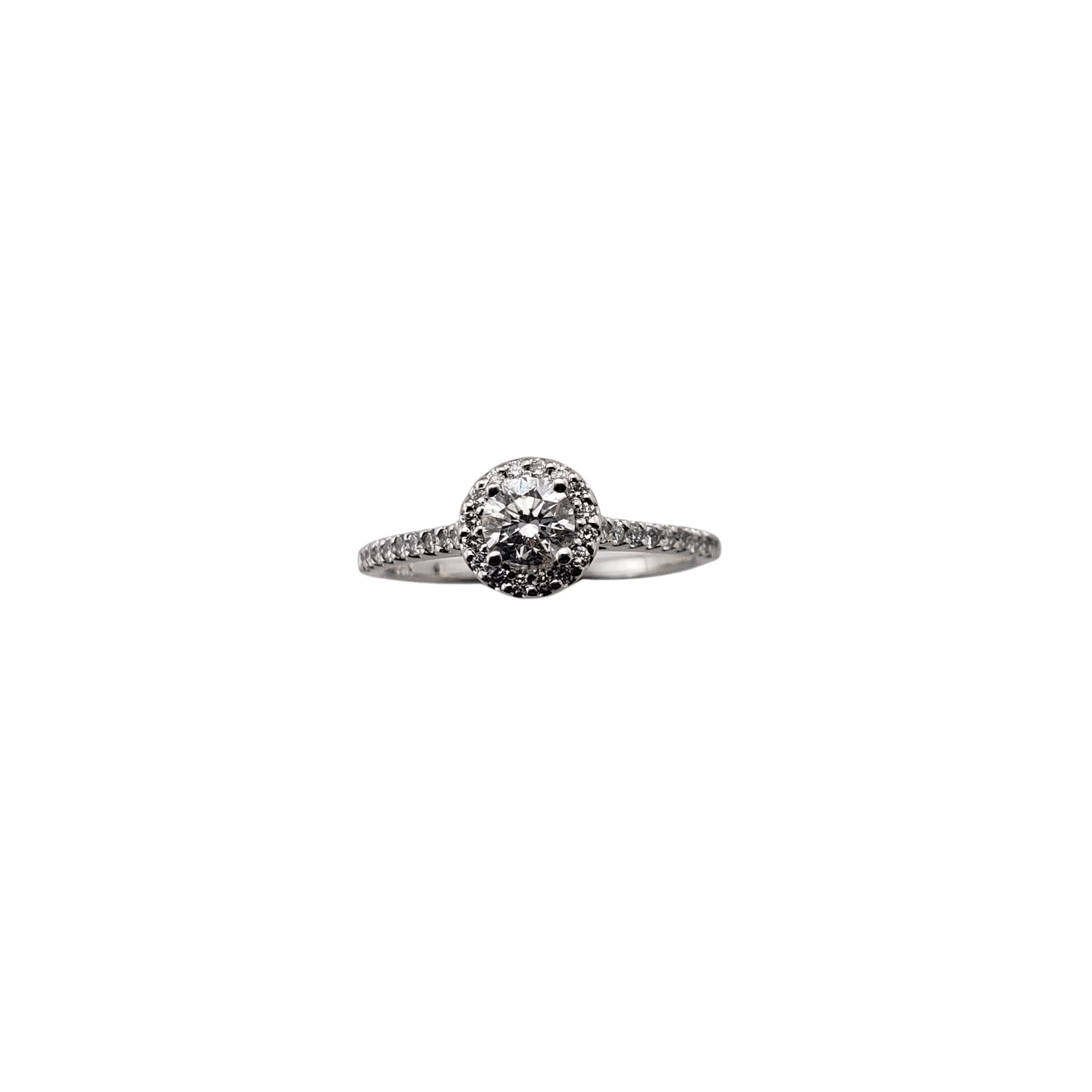14 Karat White Gold Diamond Halo Engagement Ring For Sale 3