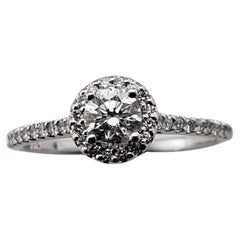 Vintage 14 Karat White Gold Diamond Halo Engagement Ring
