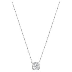 14 Karat White Gold Diamond Halo Necklace