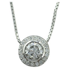 14 Karat White Gold Diamond Halo Pendant 1.31 Carat