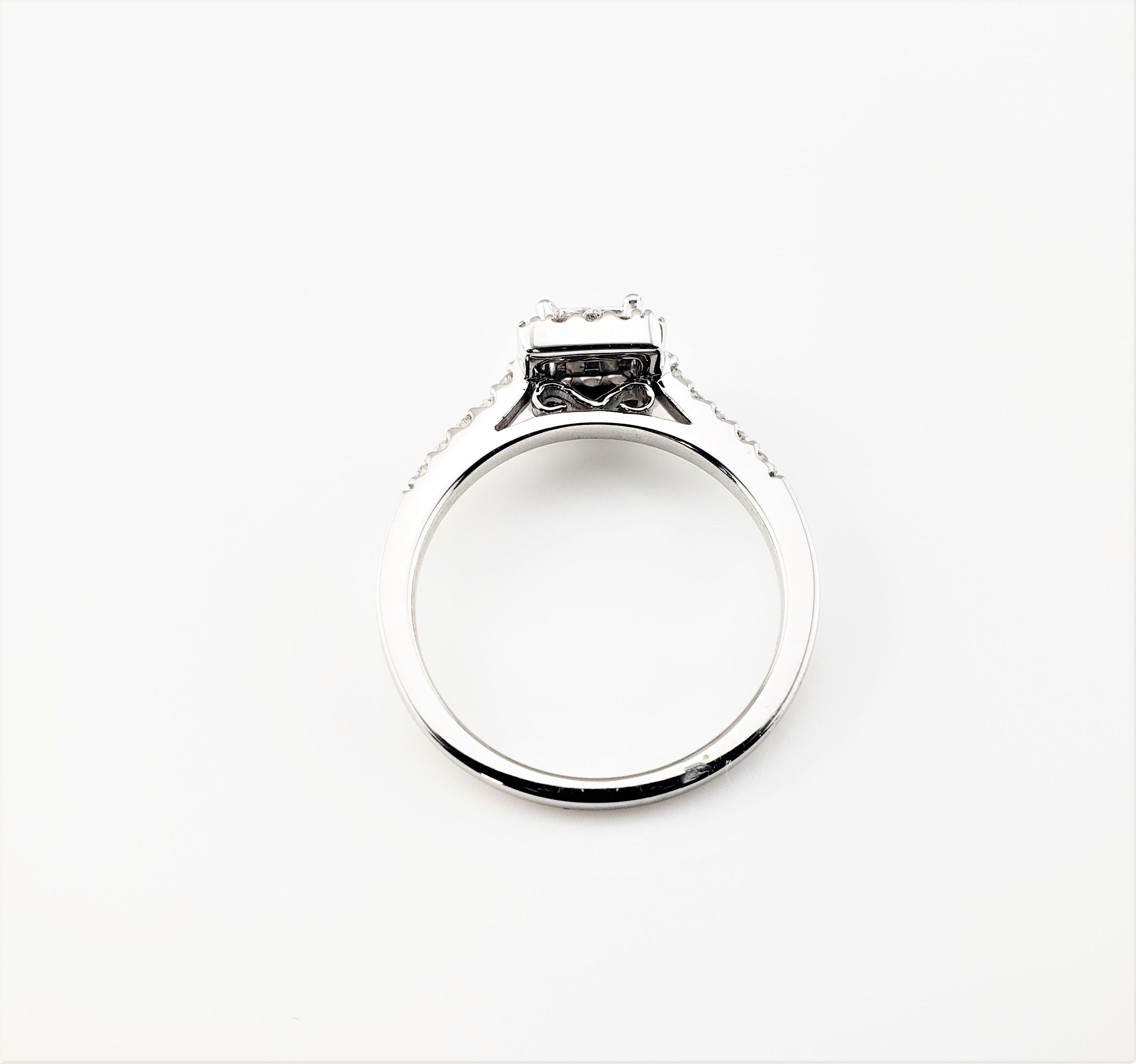 Mixed Cut 14 Karat White Gold Diamond Halo Ring For Sale