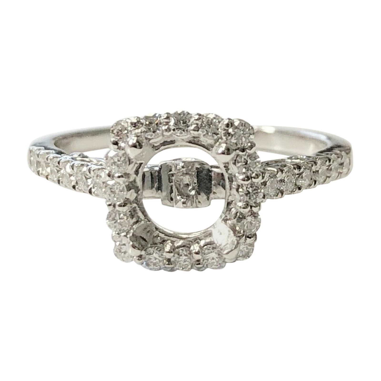 14 Karat White Gold Diamond Halo Ring That Can Fit a 1.50 Carat