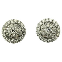14 Karat White Gold Diamond Halo Stud Earrings #17328