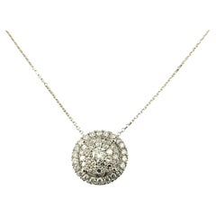 14 Karat White Gold Diamond Halo Style Pendant Necklace #17299