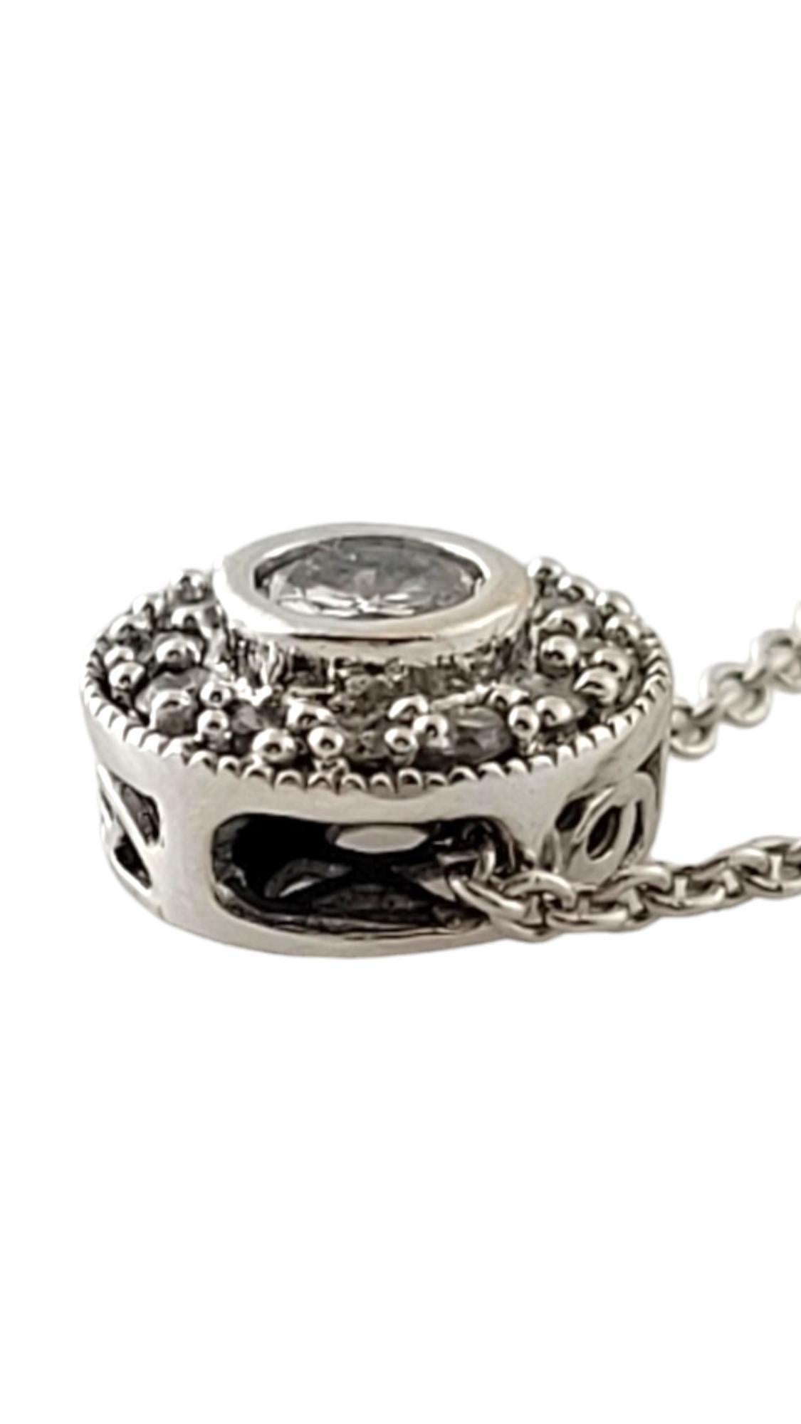 Brilliant Cut 14 Karat White Gold Diamond Halo Style Pendant Necklace #17783 For Sale