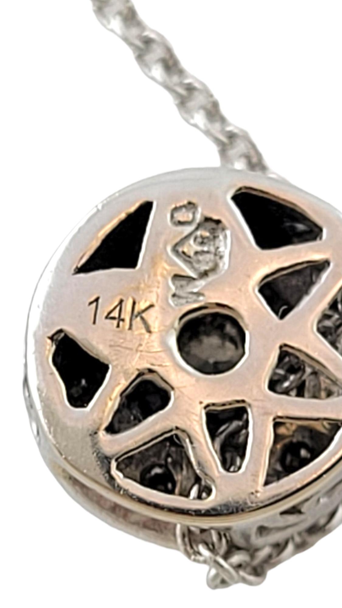 Women's 14 Karat White Gold Diamond Halo Style Pendant Necklace #17783 For Sale