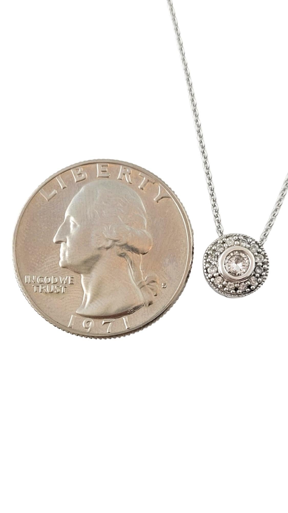 14 Karat White Gold Diamond Halo Style Pendant Necklace #17783 For Sale 1
