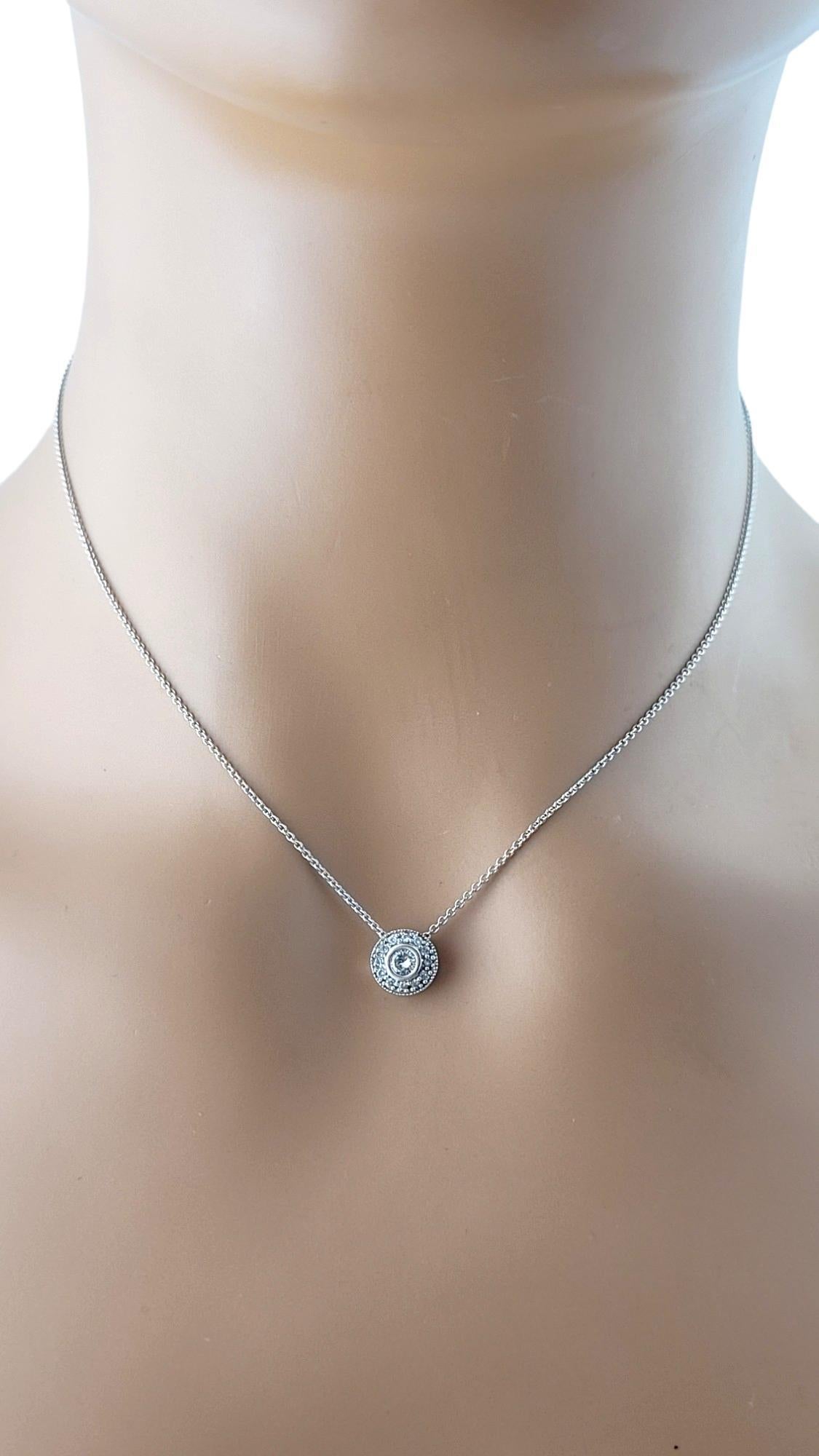 14 Karat White Gold Diamond Halo Style Pendant Necklace #17783 For Sale 3