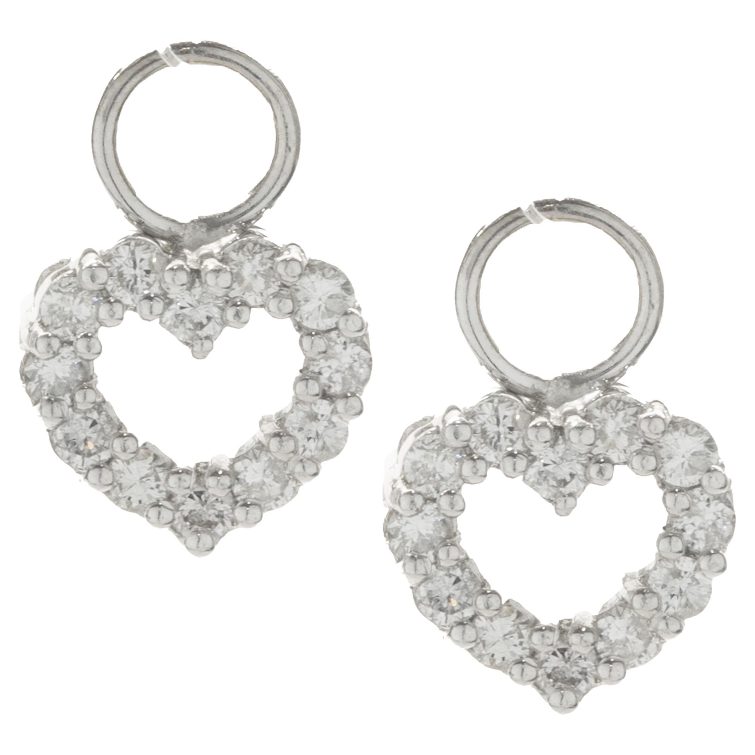 14 Karat White Gold Diamond Heart Earring Enhancers