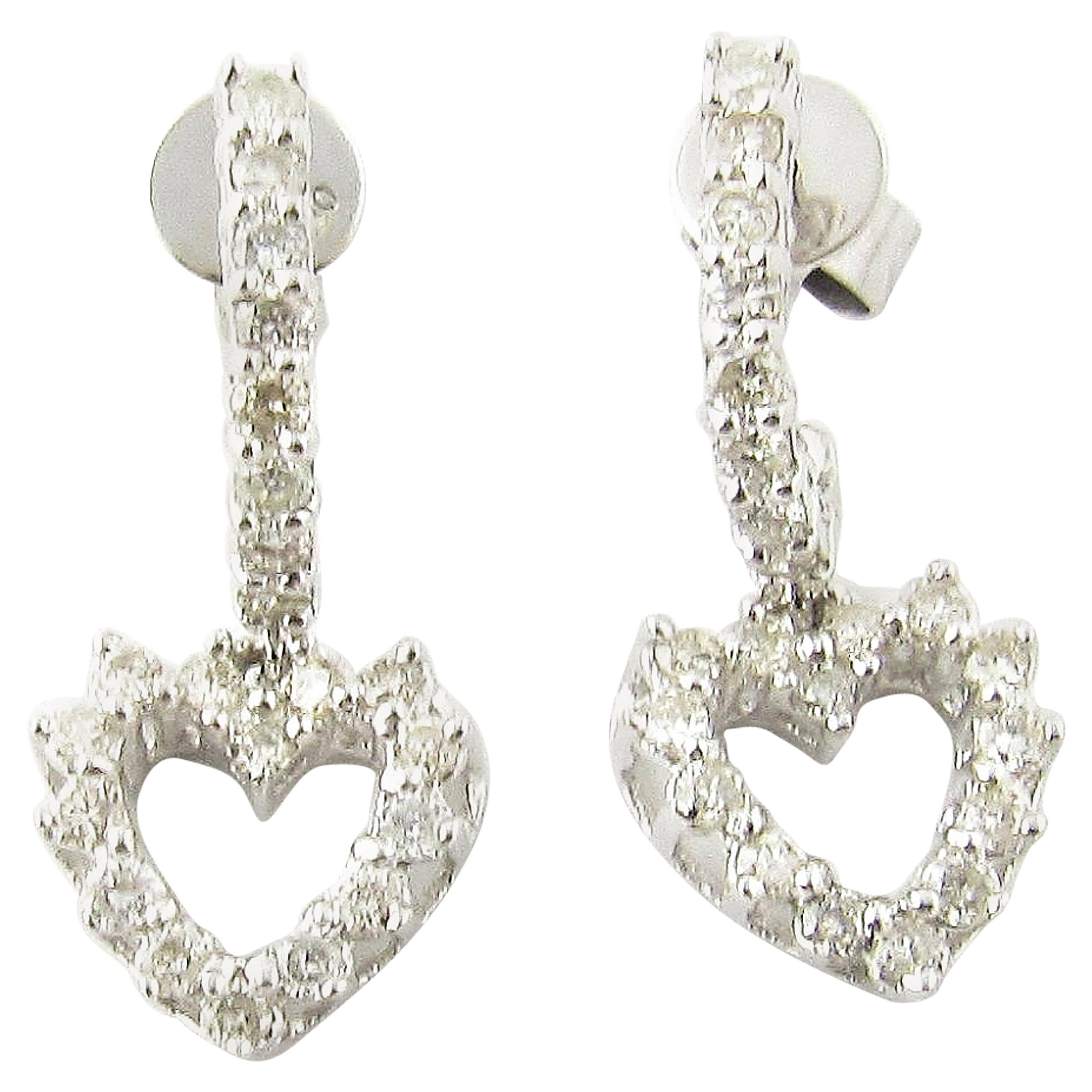 14 Karat White Gold Diamond Heart Earring