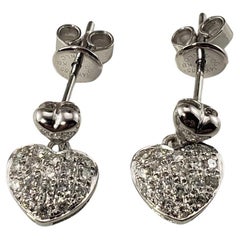 14 Karat White Gold Diamond Heart Earrings #15667