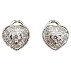 Boucles d'oreilles cœur en or blanc 14 carats et diamants n° 16620