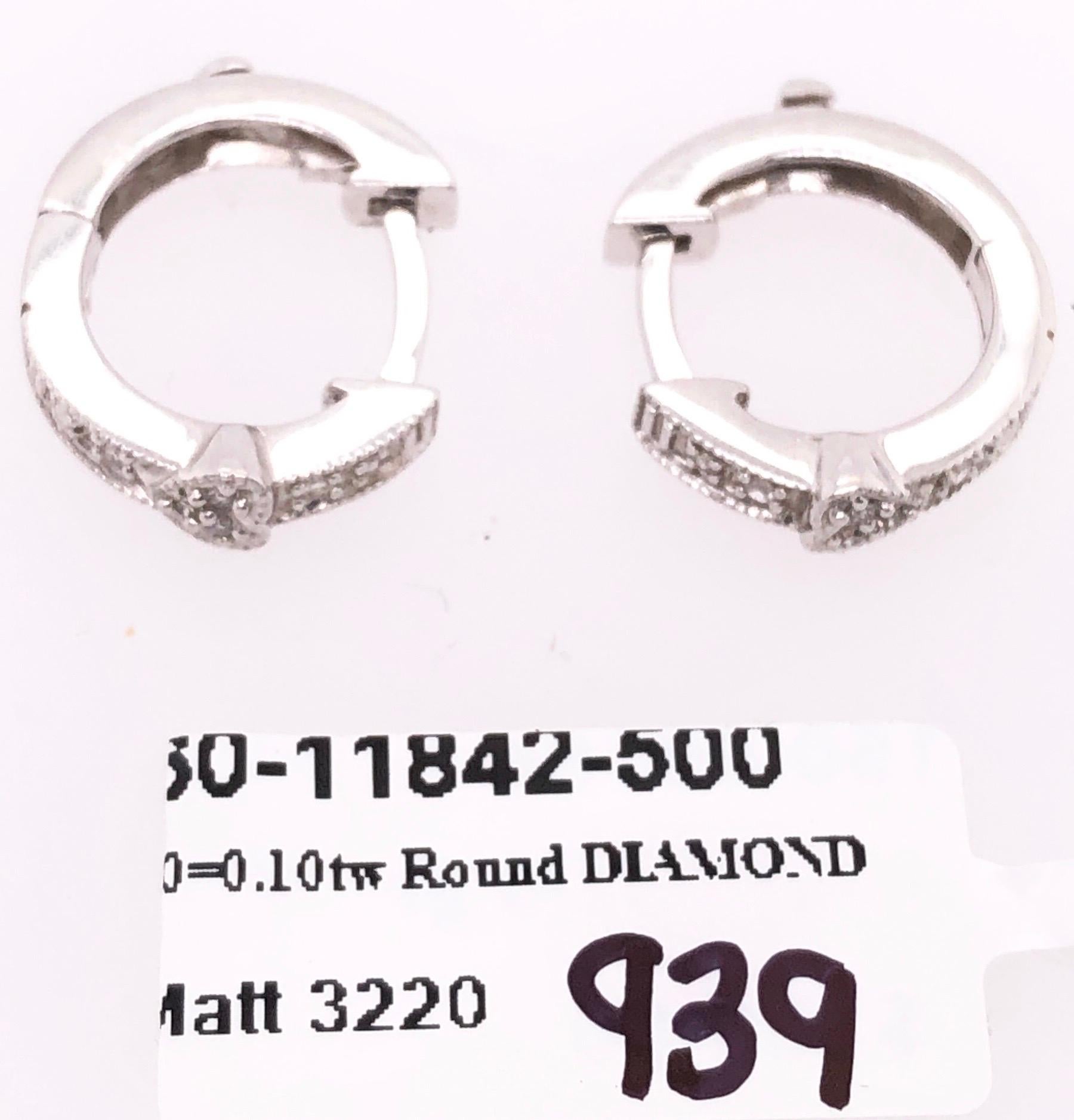 Round Cut 14 Karat White Gold Diamond Heart Front and Back Hoop Earrings For Sale