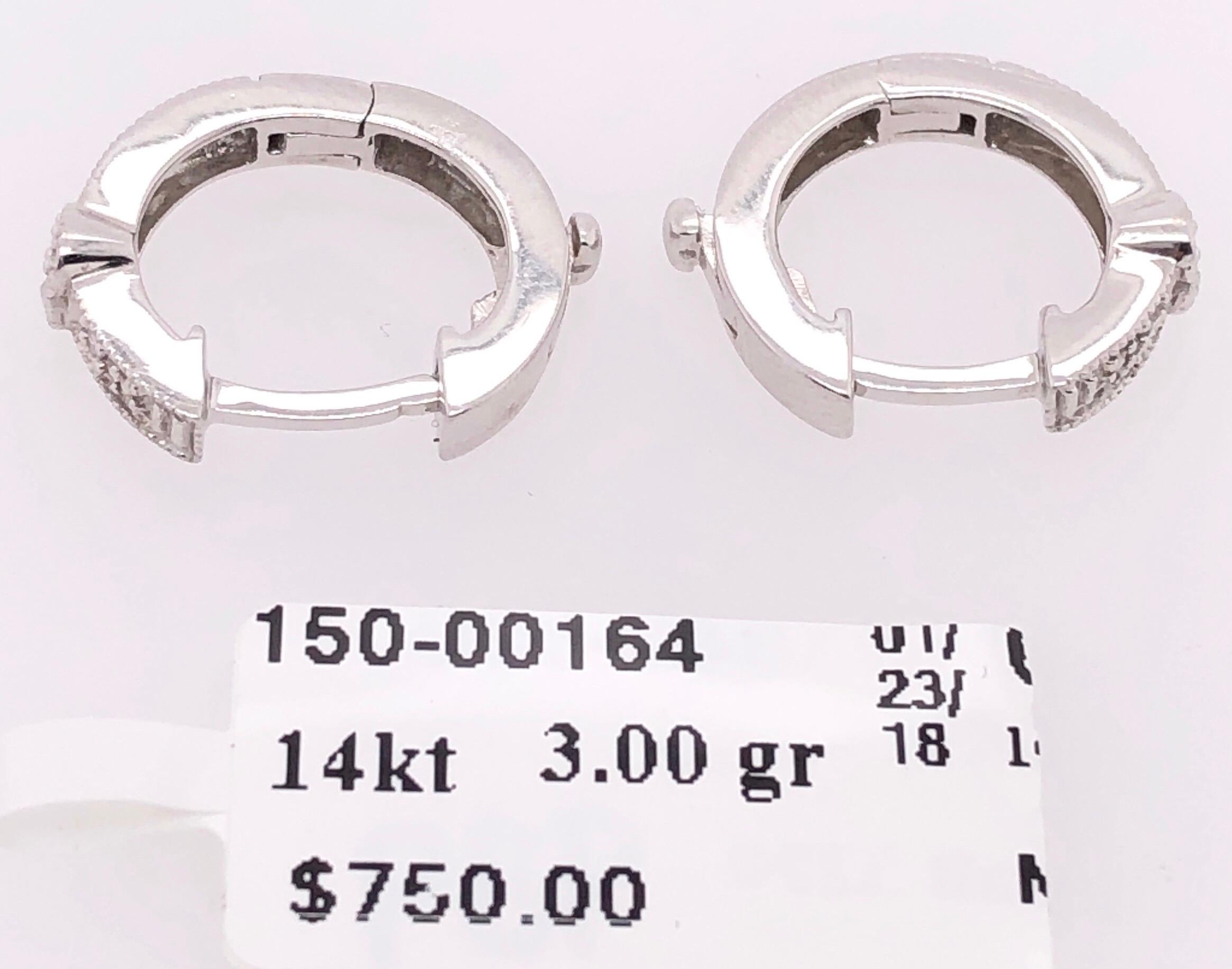 14 Karat White Gold Diamond Heart Front and Back Hoop Earrings In Good Condition For Sale In Stamford, CT