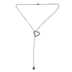 14 Karat White Gold Diamond Heart Lariat Necklace #18745