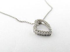 14 Karat White Gold Diamond Heart Necklace