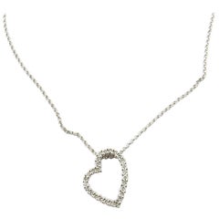 14 Karat White Gold Diamond Heart Necklace