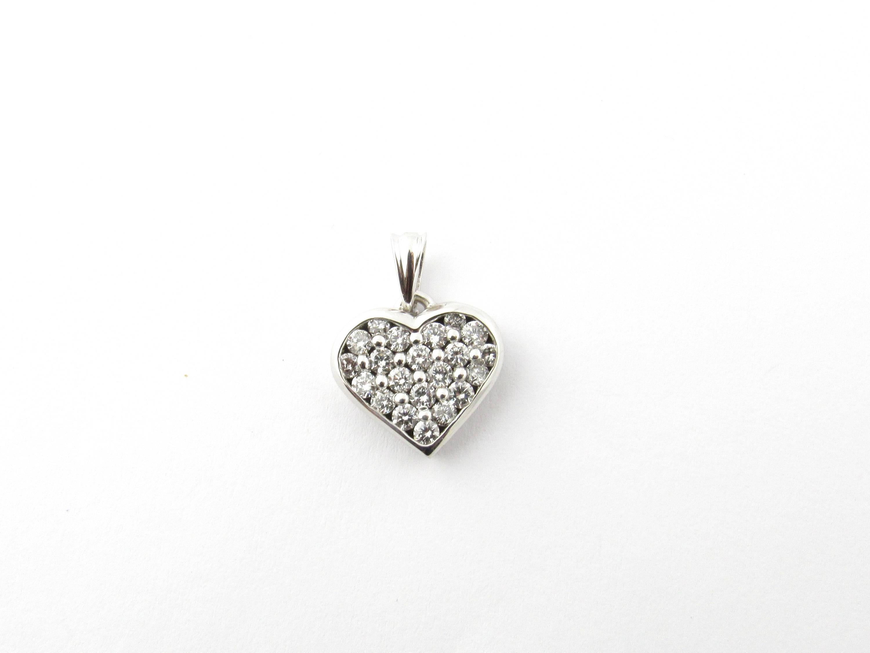 Women's 14 Karat White Gold Diamond Heart Pendant For Sale