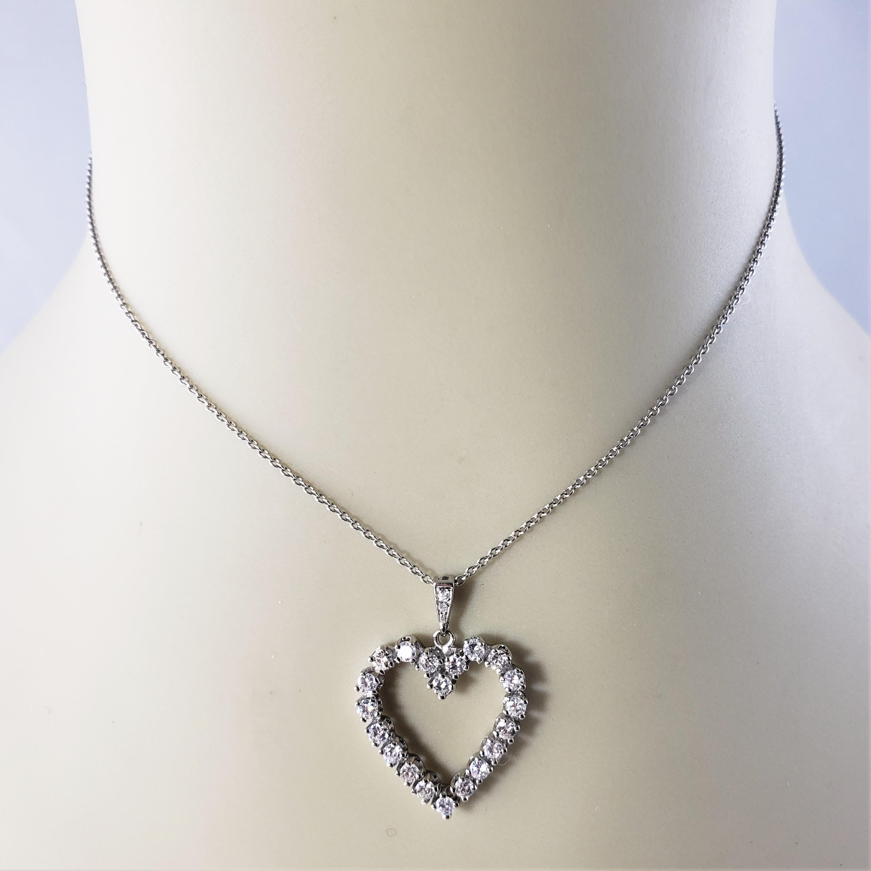 14 Karat White Gold Diamond Heart Pendant For Sale 3