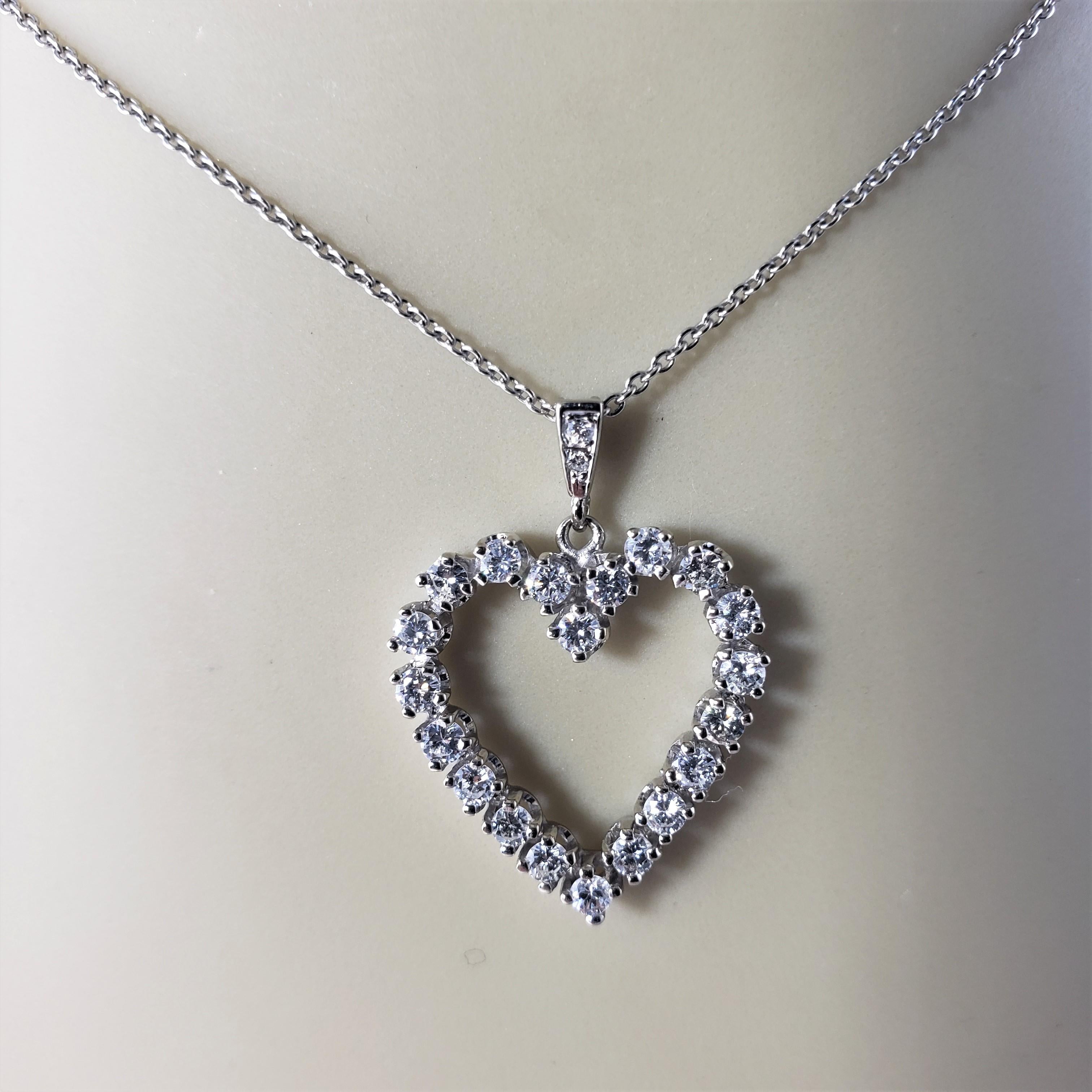 14 Karat White Gold Diamond Heart Pendant For Sale 4