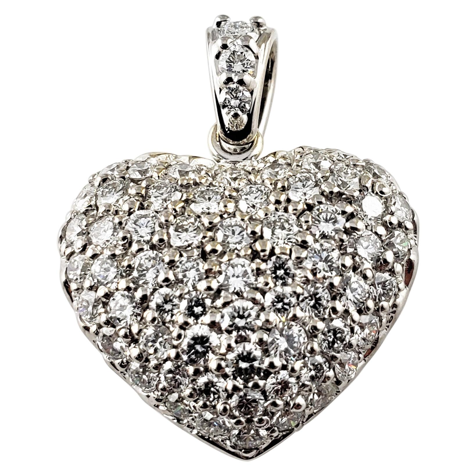 14 Karat White Gold Diamond Heart Pendant For Sale