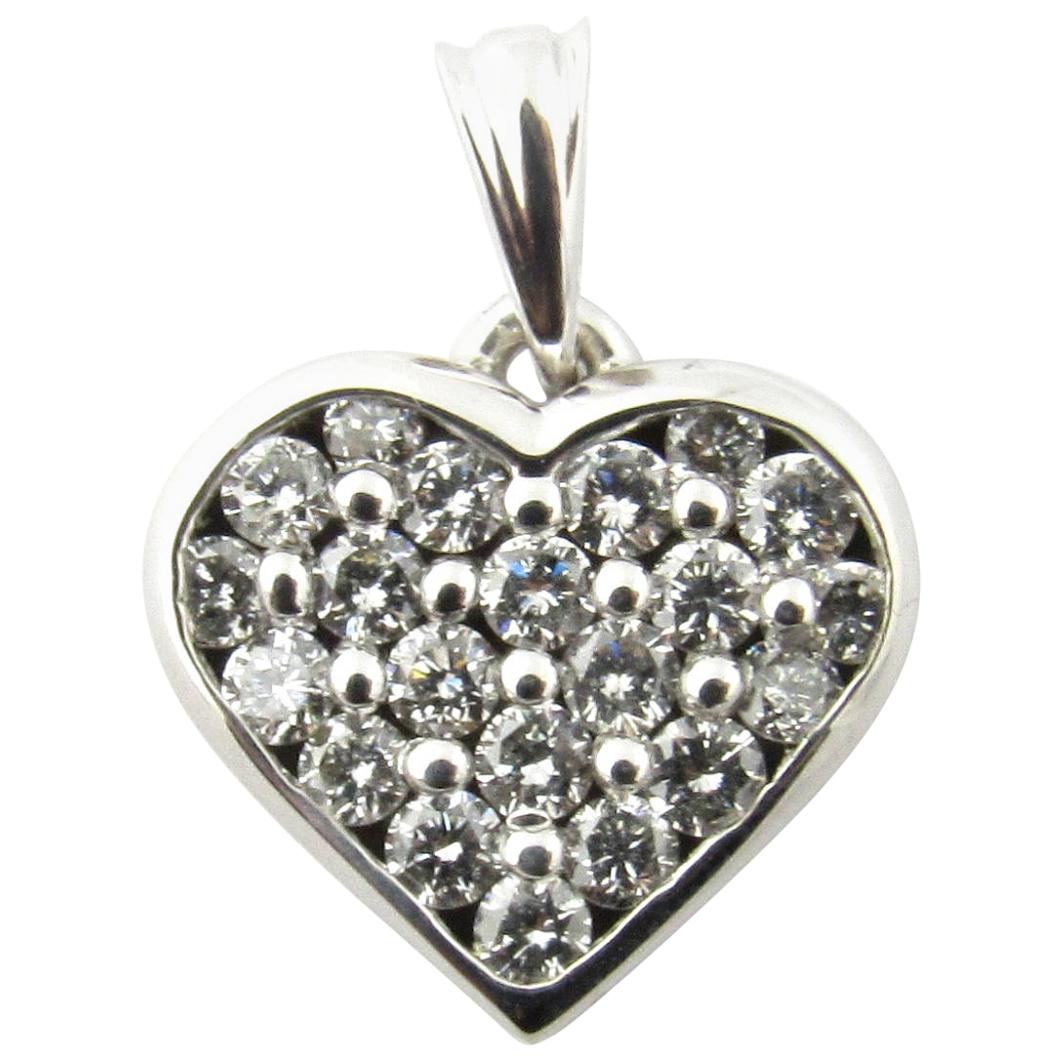 Ciondolo a cuore con diamante in oro bianco 14 carati