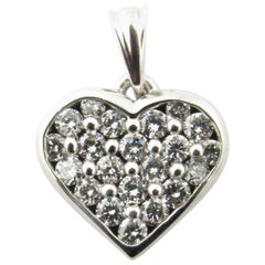 14 Karat White Gold Diamond Heart Pendant