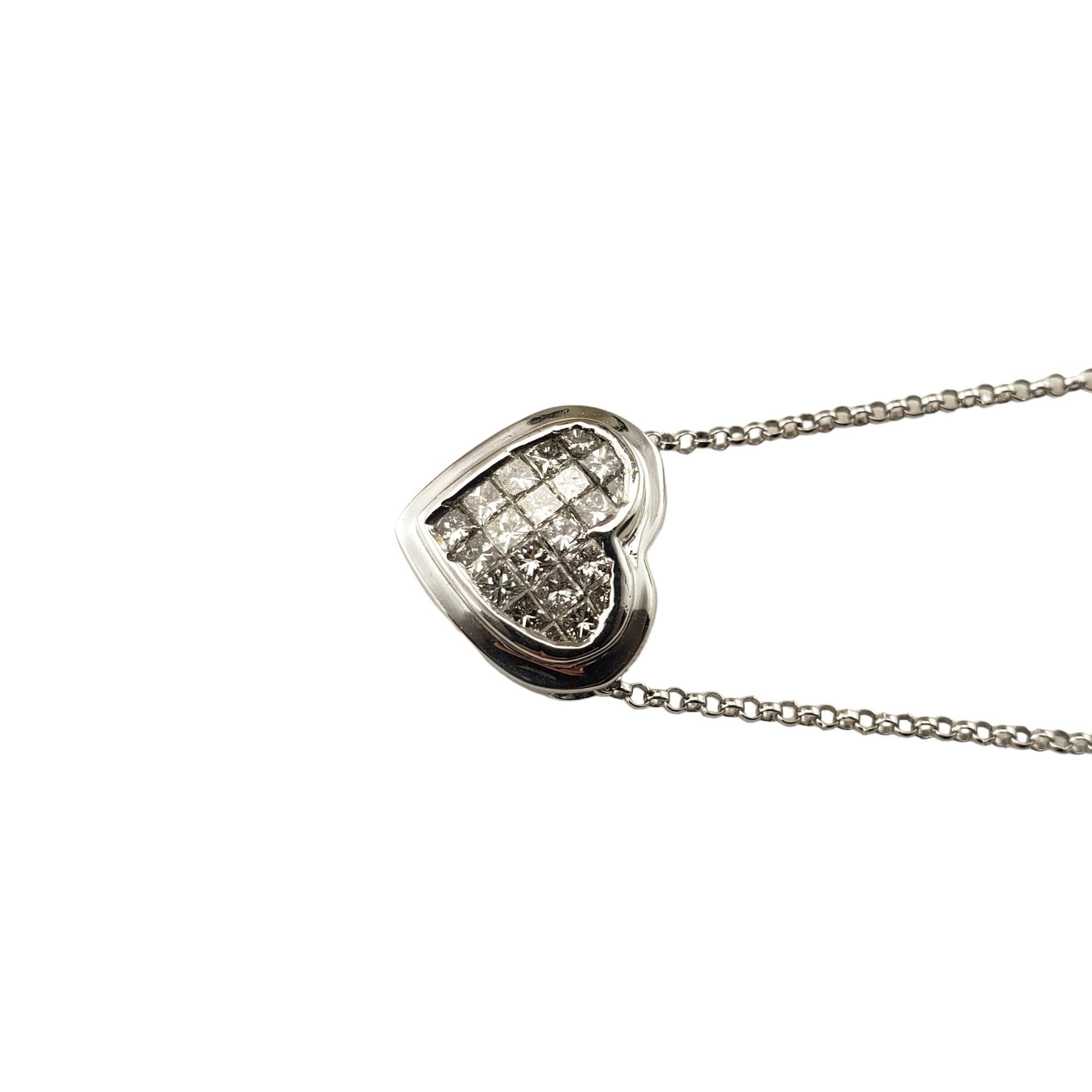 14 Karat Weißgold Diamant-Herz-Anhänger-Halskette #15575 mit Herzanhänger im Zustand „Gut“ im Angebot in Washington Depot, CT