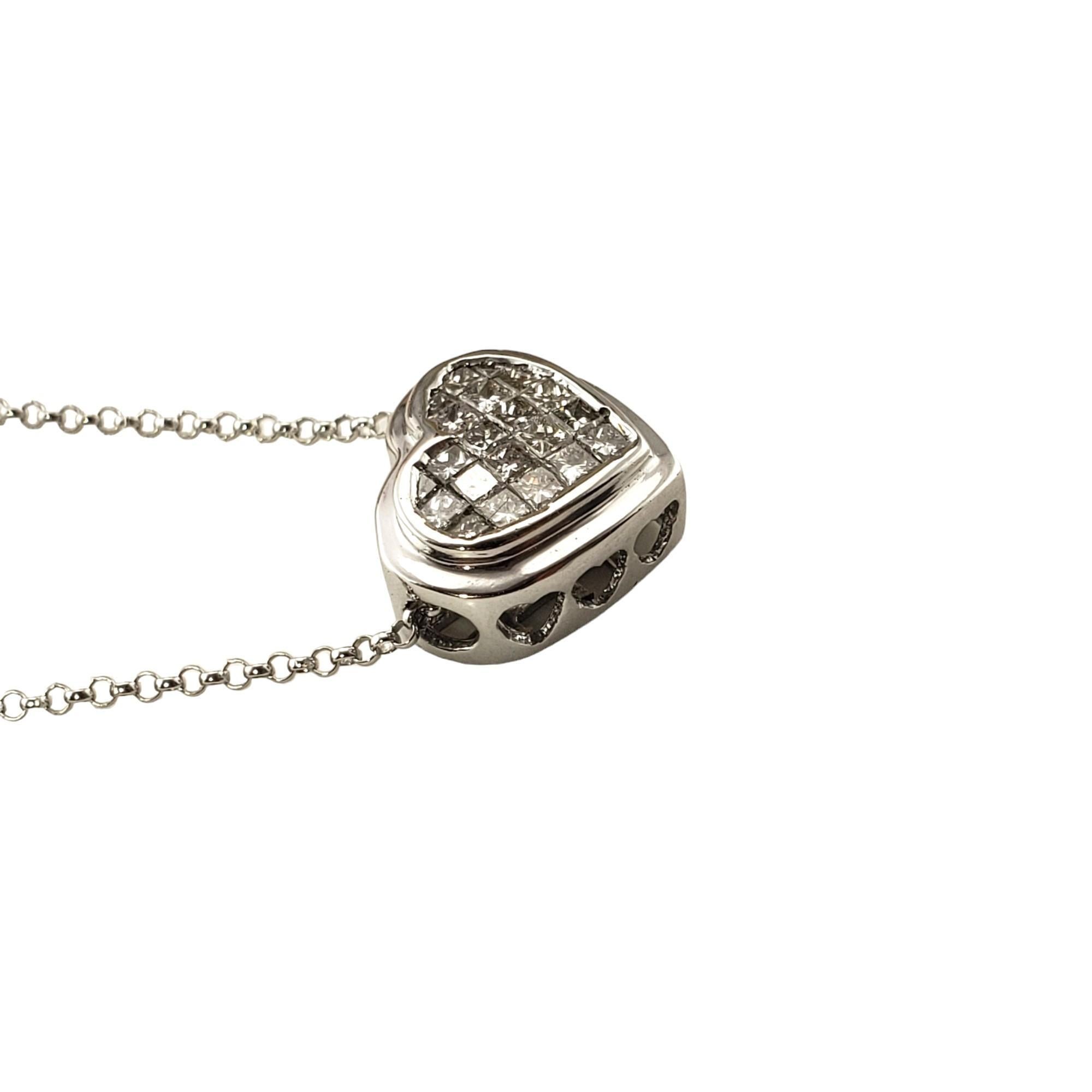 14 Karat Weißgold Diamant-Herz-Anhänger-Halskette #15575 mit Herzanhänger Damen im Angebot