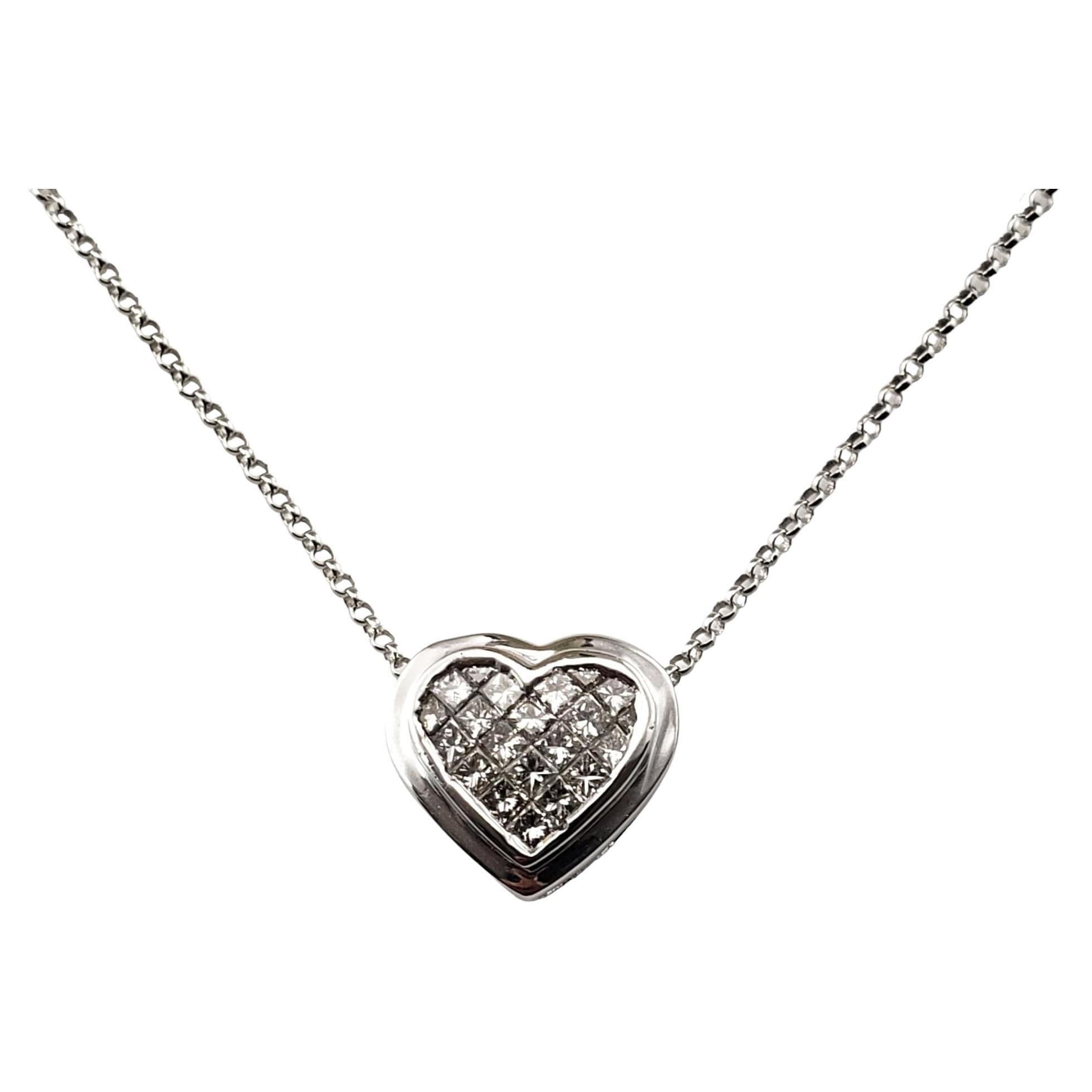 14 Karat Weißgold Diamant-Herz-Anhänger-Halskette #15575 mit Herzanhänger im Angebot