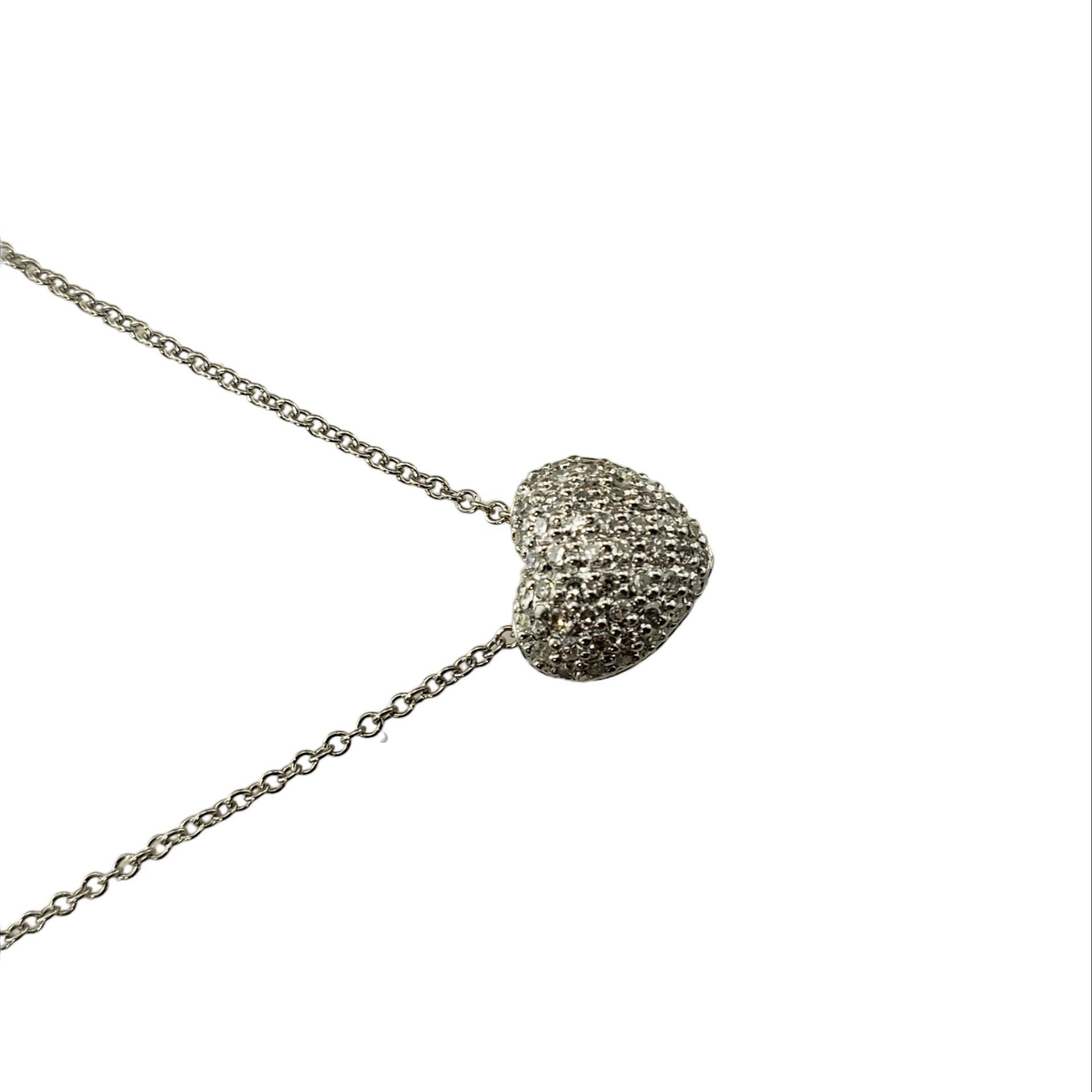 14 Karat White Gold Diamond Heart Pendant Necklace #16505 In Good Condition For Sale In Washington Depot, CT