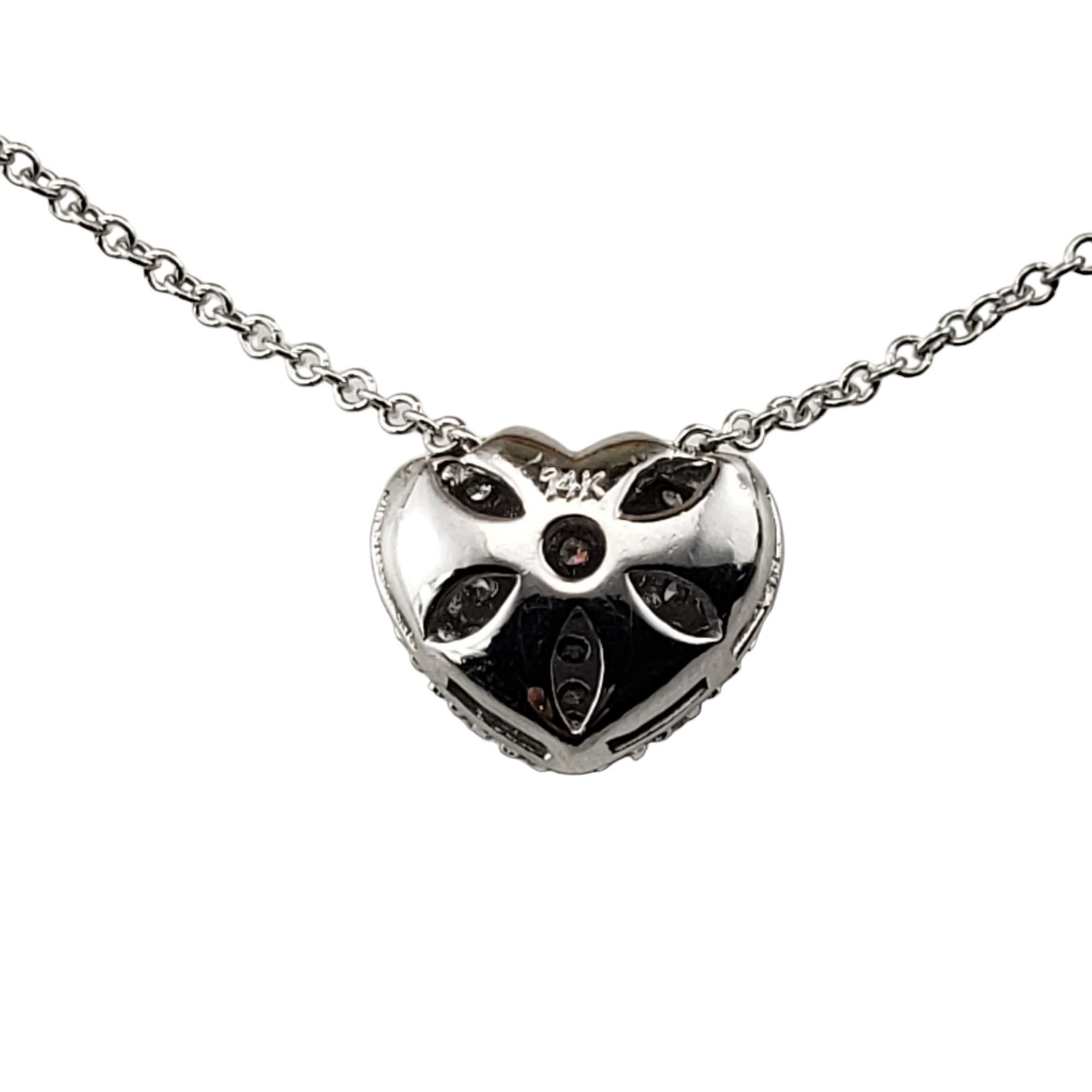 Women's 14 Karat White Gold Diamond Heart Pendant Necklace #16505 For Sale
